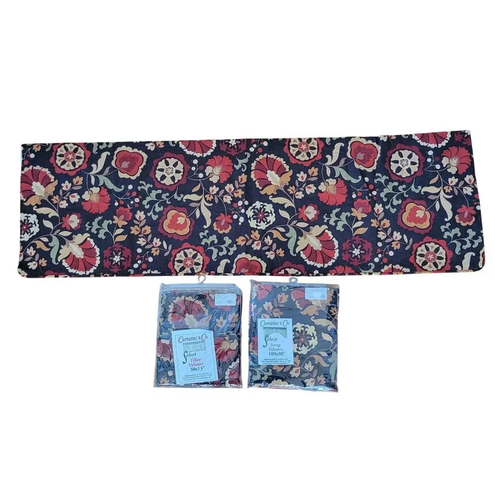 Curtains‎ Co Daphne Filler Valance 50x13 Swag Valance 100x30 Set Harvest Floral
